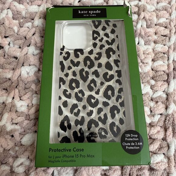 Kate Spade Protective Magsafe Case iPhone 15 Pro Max Leopard Animal Print New - Picture 1 of 6